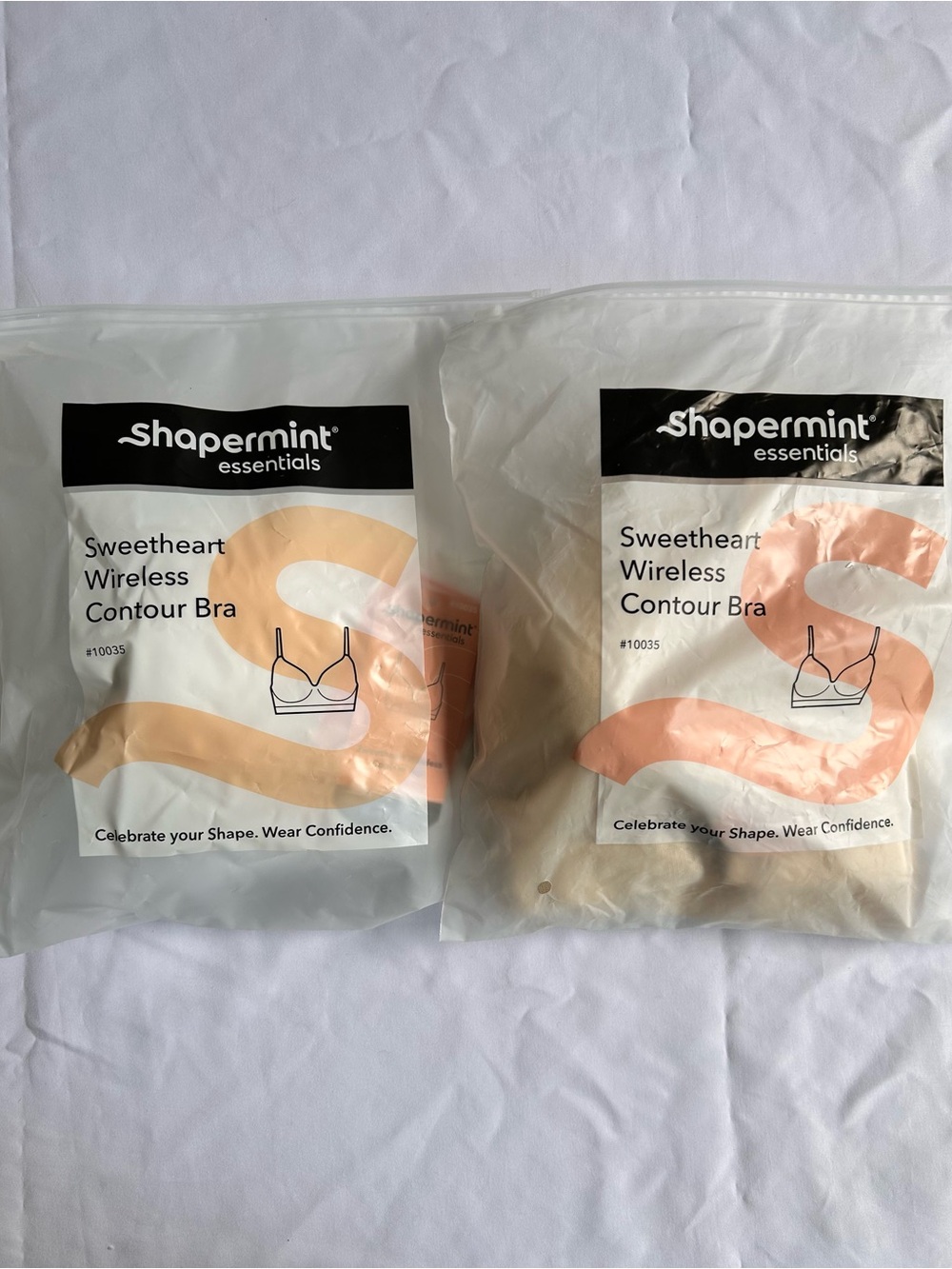New 2 Shapermint Essentials Sweetheart Wireless Contour Bra Size XL white chai